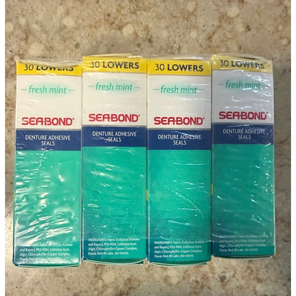 Sea-Bond Denture Adhesive Seals Lowers Fresh Mint 30ct 4-Pack 120 Total Seals